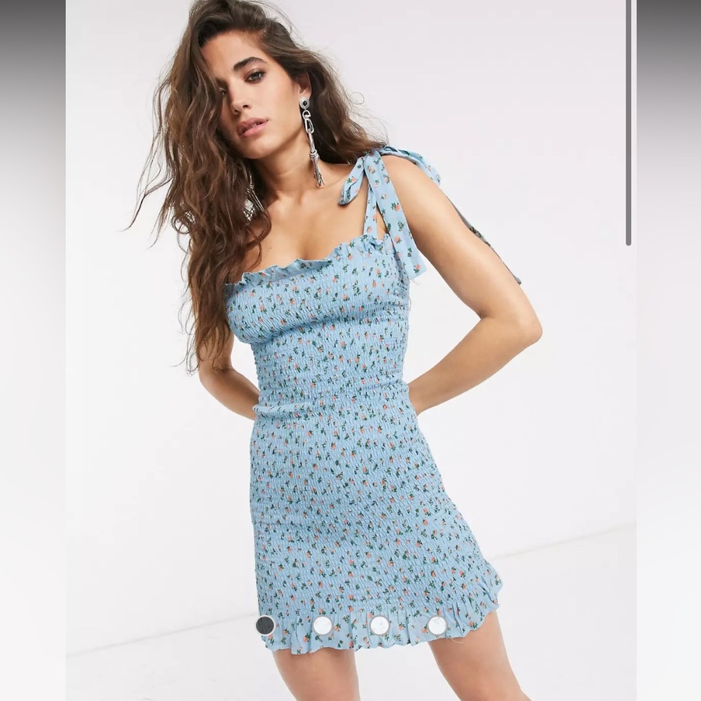 FREE PEOPLE | Bella Smocked Slip Sky Combo dress